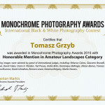 Cztery wyróżnienia w konkursie Monochrome Photography Awards w Londynie